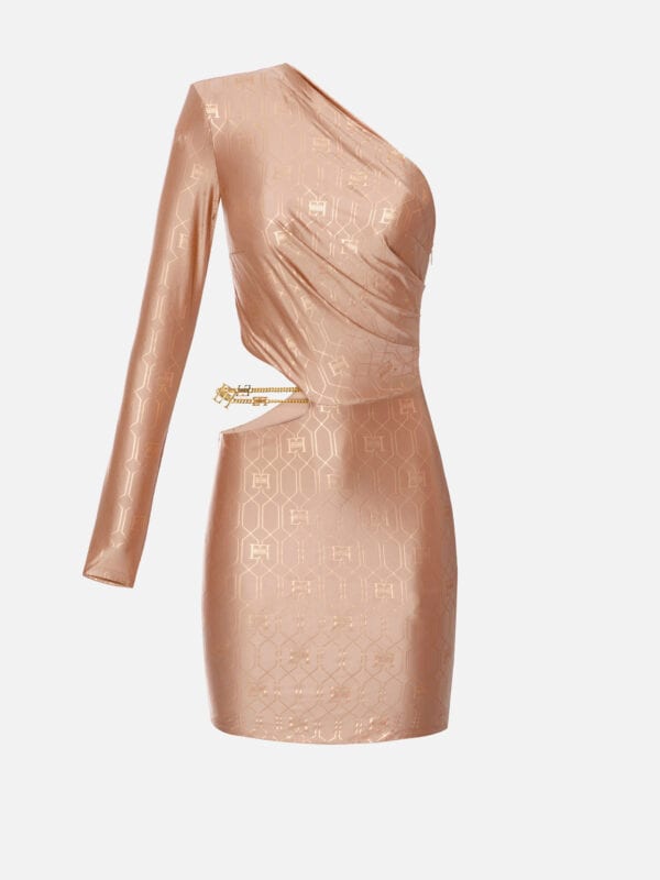 Asymmetric Lycra mini-dress